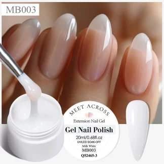 MEET ACROSS 20ml Milky White Extension Gel Nail Polish All For Decoration Soak Off Builder Gel Varnish Nail Art Manicure Design