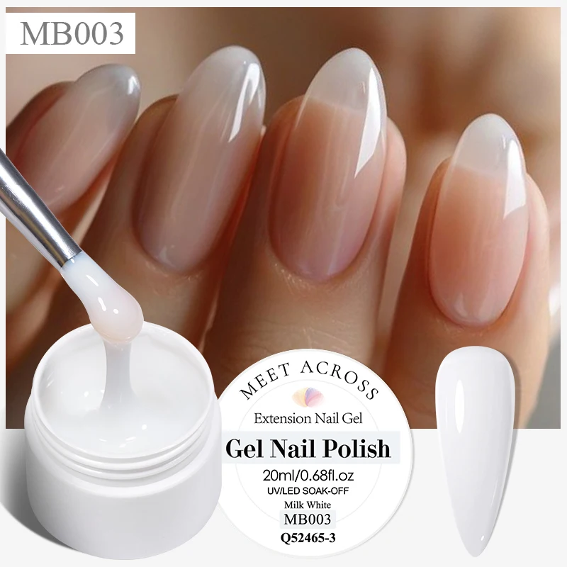 MEET ACROSS 20ml Nude Pink Nail Extension Gel – UV/LED Soak-Off Builder Gel for Professional French Manicure - Image 2