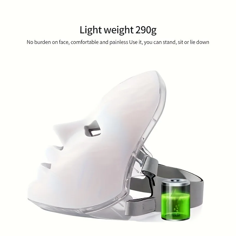 7-Color LED Photon Face Mask, Red Light Therapy Anti-Aging & Neck Firming Device, Wrinkle Reduction &Relaxing Skincare Treatment - Image 6
