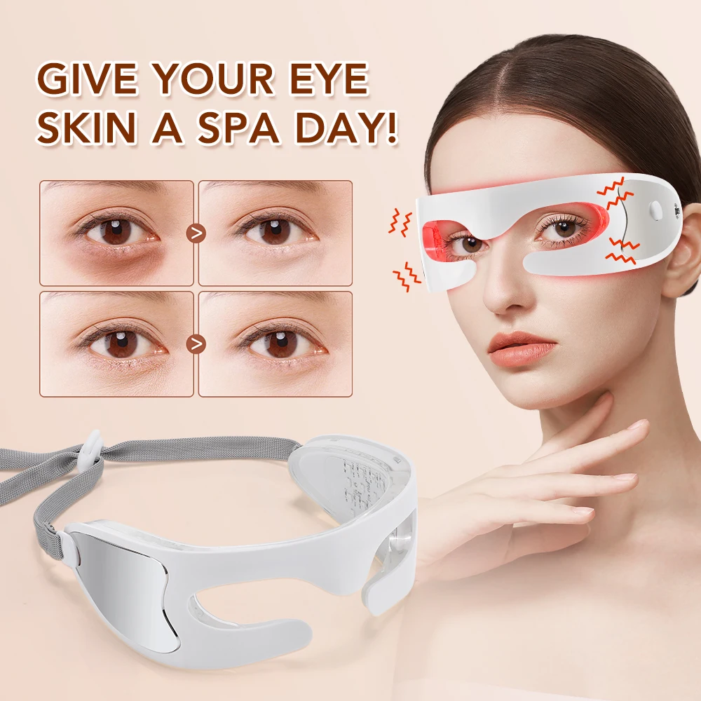 Eye Skincare Massager Vibration Red Light Therapy LED Eye Mask for Lines Wrinkles Dark Circle Removal Beauty Device