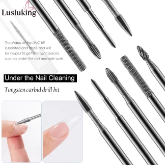 Under the Nail Cleaning Bits Tungsten Carbide Nail Drill Bits Nail Electric Files Tools Milling Cutter for Manicure Pro Efile