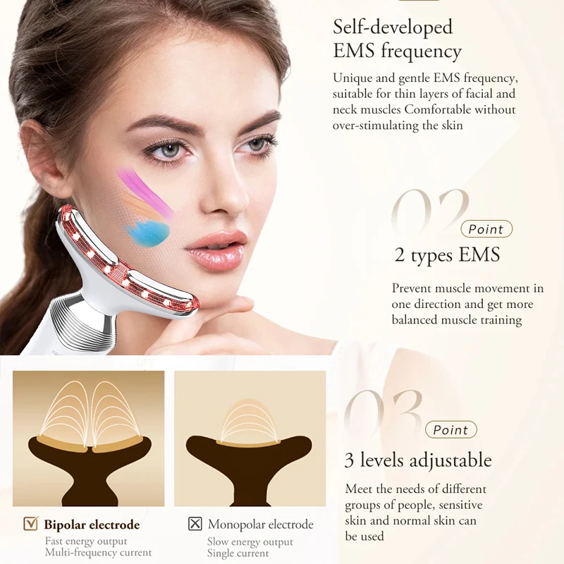 Professional LED Red Light Therapy Device Face Neck Massager Home Skincare Tool for Women Anti-Aging Skin Tightening - Image 3