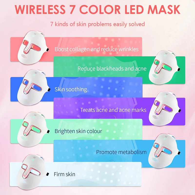 Red Light therapy 7 Color Led Face Mask, Therapy Facial,SkinCare Beauty,Anti Aging Skin Rejuvenation Shrink Pores,Facial Lifting - Image 5