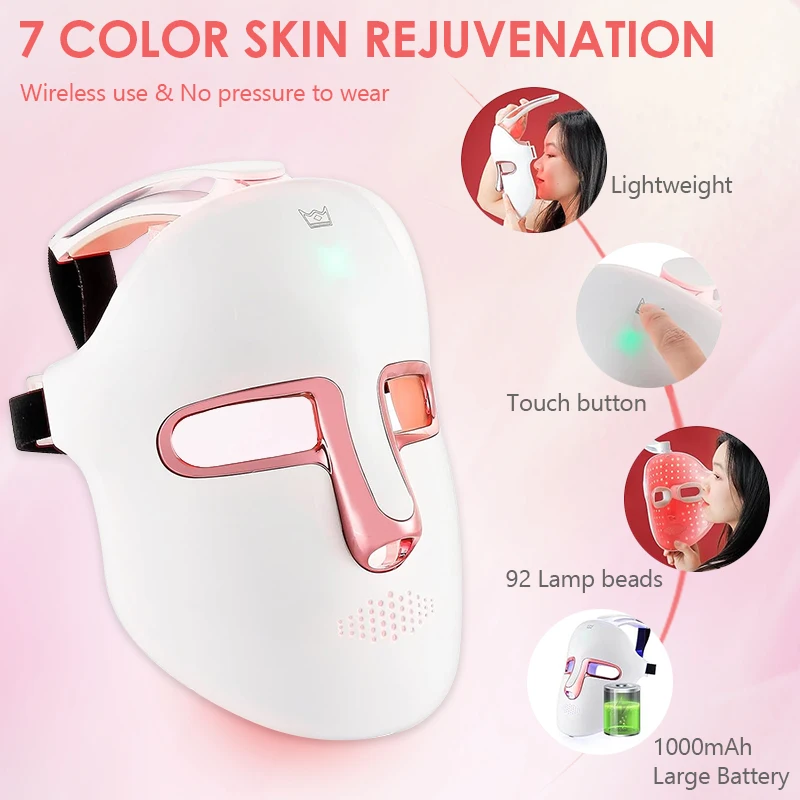 Red Light therapy 7 Color Led Face Mask, Therapy Facial,SkinCare Beauty,Anti Aging Skin Rejuvenation Shrink Pores,Facial Lifting - Image 3