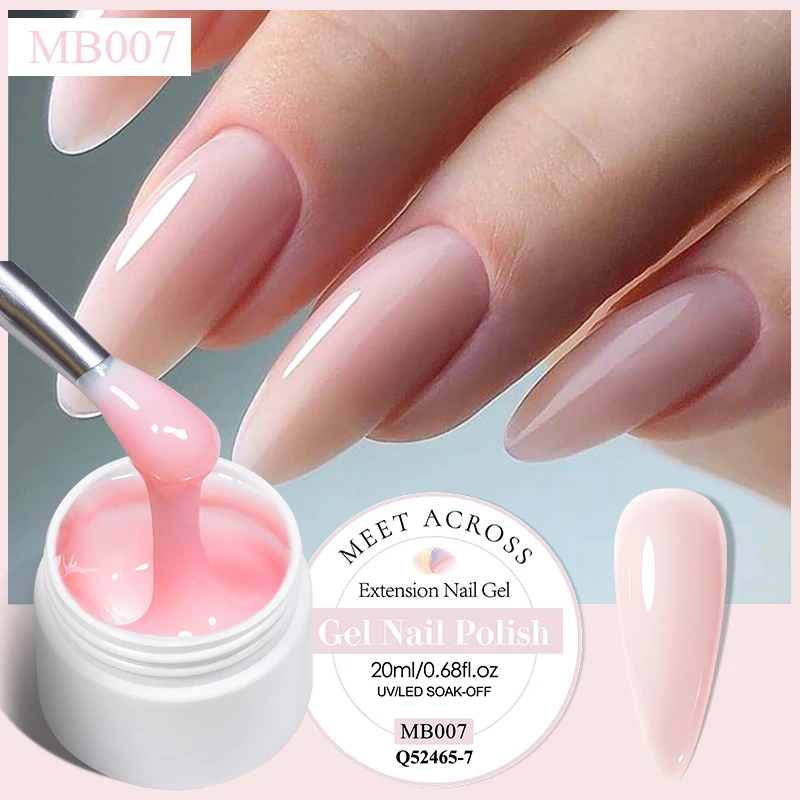 MEET ACROSS 20ml Nude Pink Nail Extension Gel – UV/LED Soak-Off Builder Gel for Professional French Manicure - Image 3