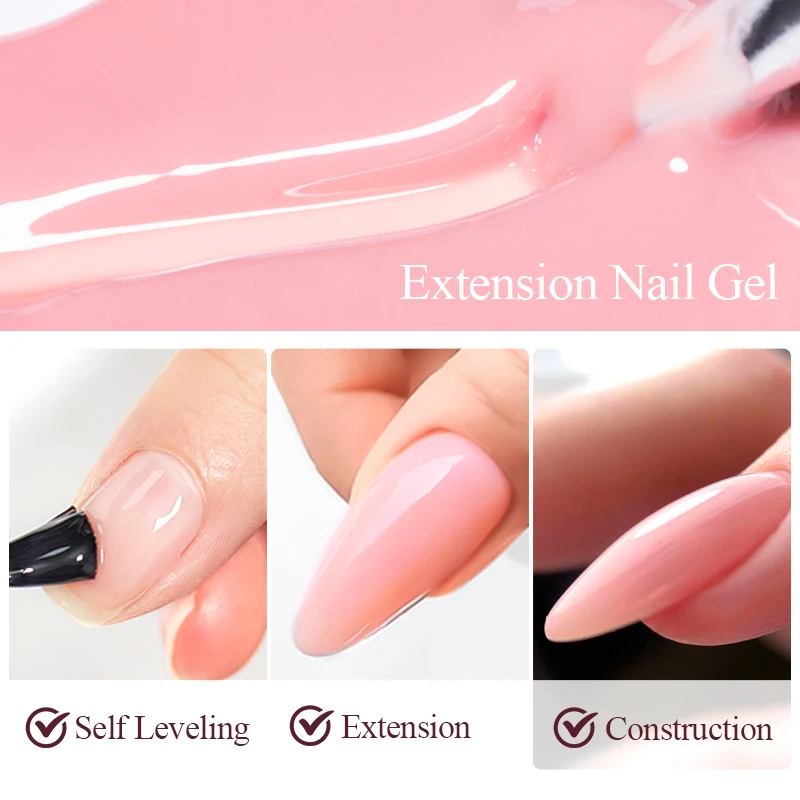 MEET ACROSS 20ml Nude Pink Nail Extension Gel – UV/LED Soak-Off Builder Gel for Professional French Manicure - Image 5