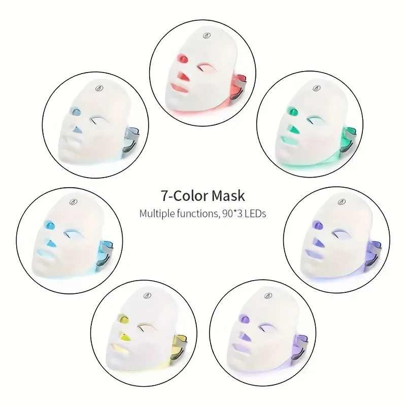 7-Color LED Photon Face Mask, Red Light Therapy Anti-Aging & Neck Firming Device, Wrinkle Reduction &Relaxing Skincare Treatment - Image 5