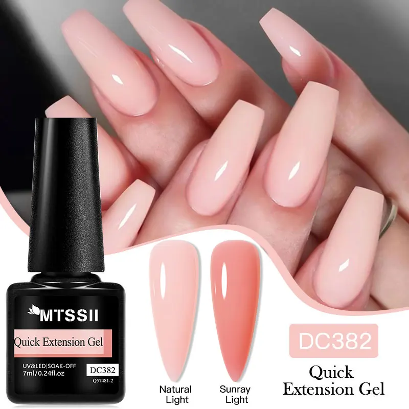 Mtssii 7ml Light Changing Quick Extension Gel Nude Pink Semi Permanent Acrylic Gel Nail Polish UV Construction Builder UV Gel