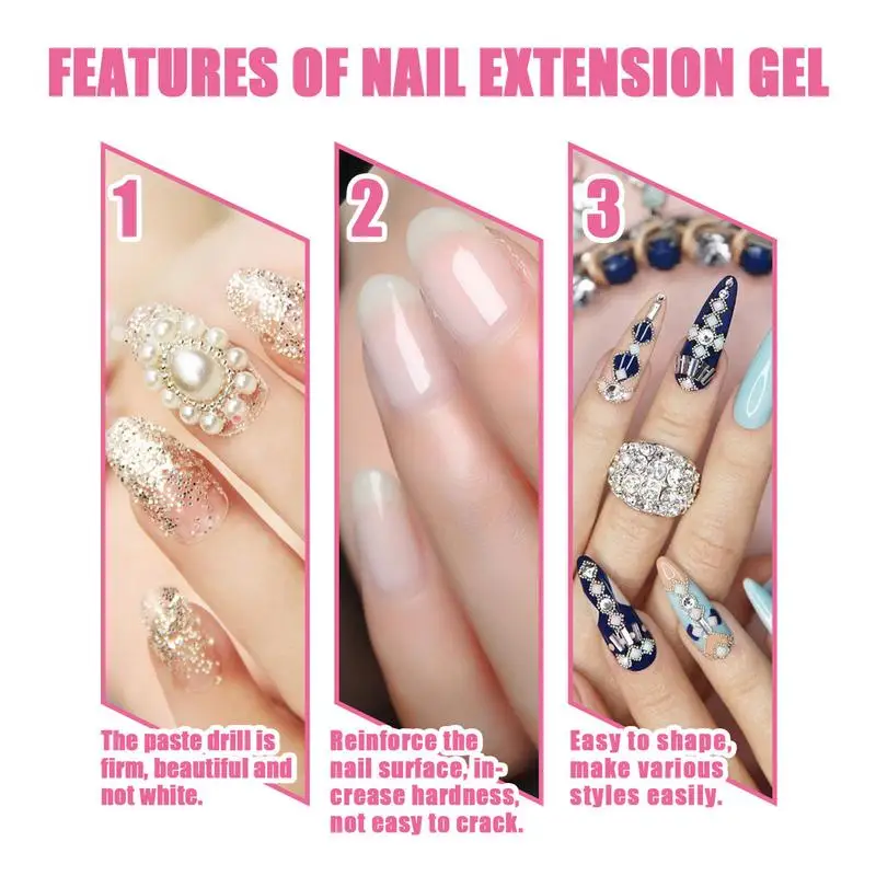 Clear Nail Extension Gel Nail Builder Nail Gel Polish Art Nail Extensions Gel Nail Polish Fiber Nail Gel For Extensions Manicure - Image 3
